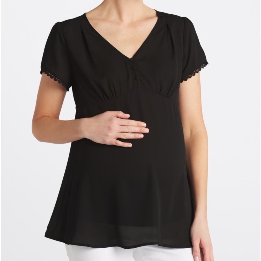 Full Moon Lace trim maternity blouse